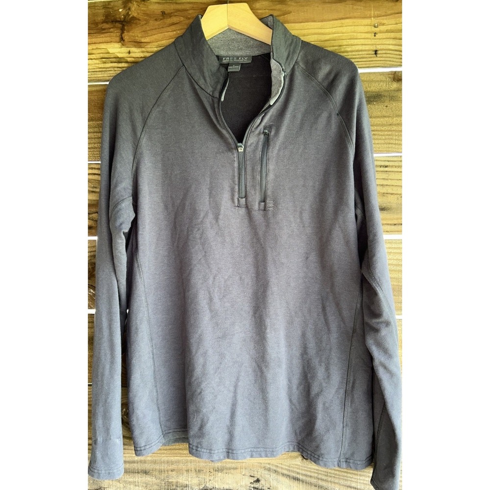 Free Fly Men's Bamboo Flex Quarter Zip Large Grey